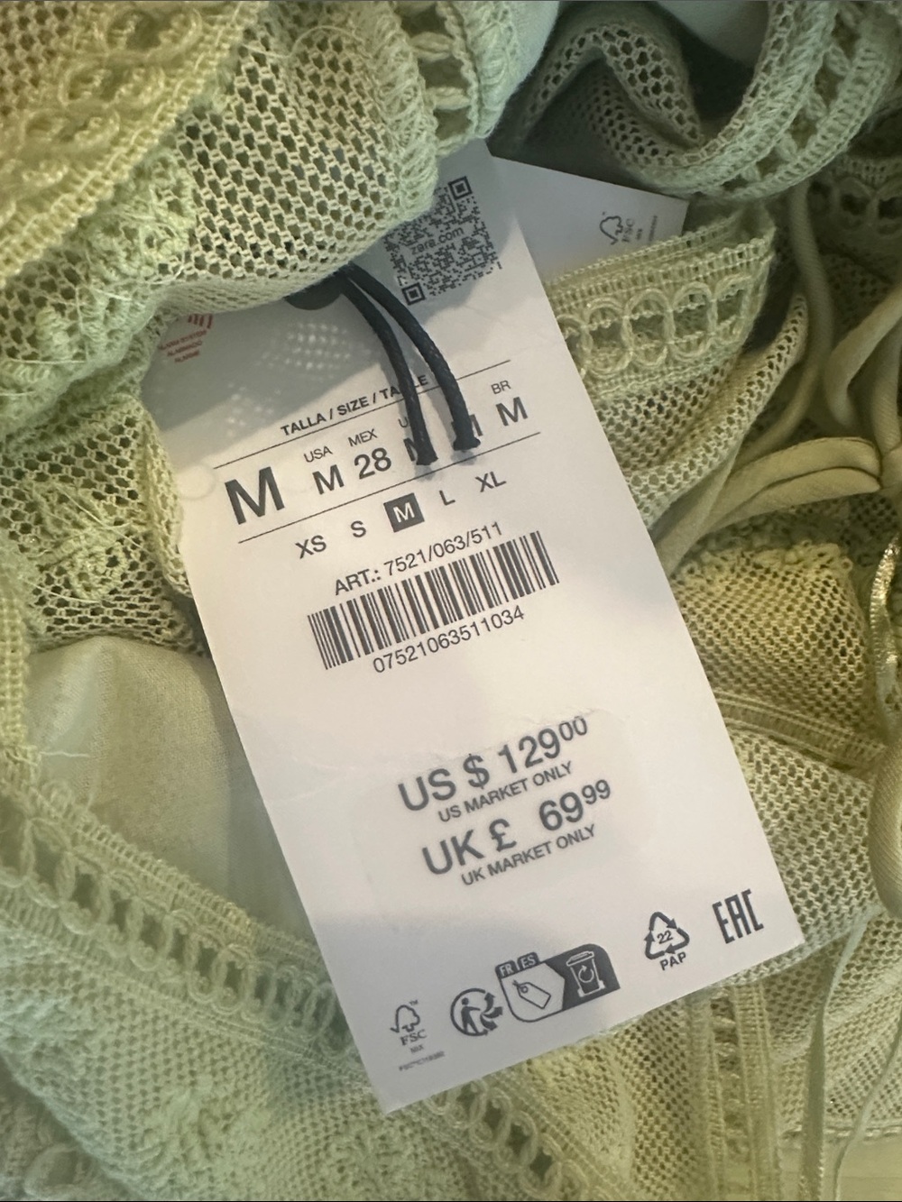 ZARA WOMAN SS26 PISTACHIO EMBROIDERED PLEATED DRESS ZW 7521/063/511 - Picture 13 of 16